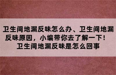 卫生间地漏反味怎么办、卫生间地漏反味原因，小编带你去了解一下！ 卫生间地漏反味是怎么回事